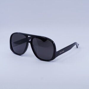 Saint Laurent SL652/F SOLACE 001 Sunglasses Black Aviator Frame, Black Lenses